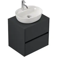 Magnolia Home Waschtisch Badmöbel Taifun 60cm mit ovalem Aufsatzwaschbecken grafit