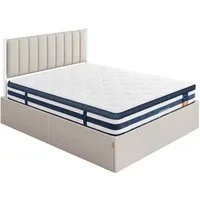 VASAGLE Polsterbett Bettgestell, Bettrahmen, Bett, modern, einfache Montage, Kopfteil, Polsterbett und Matratze Set, mit Stauraum 160x200 cm