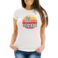 Neverless Print-Shirt Damen T-Shirt Hawaii Palme Tropical Summer Retro Slim Fit Baumwolle Neverless® mit Print