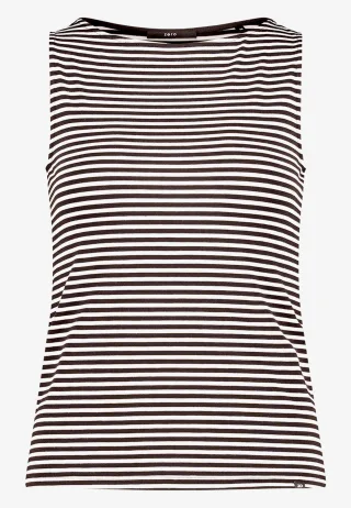 zero - Top gestreift mit U-Boot Ausschnitt Brown/White - Gr. - 44