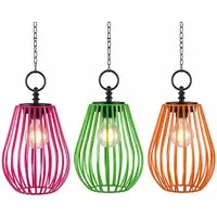formano Gartenfigur 3er Set 16 cm Solar Windlicht Hängend LED Solarlaterne Metall IP44