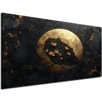 DARO Design Leinwandbild Modern Abstrakt Wandbilder XXL Wandbild Wand Deko Leinwand Bilder, (Goldene Erde - Bild groß Wohnzimmer Schlafzimmer Küche Esszimmer Einteilig Querformat Fotodruck Leinwände Wanddeko Abstrakte Kunst Boho), 30x20 cm