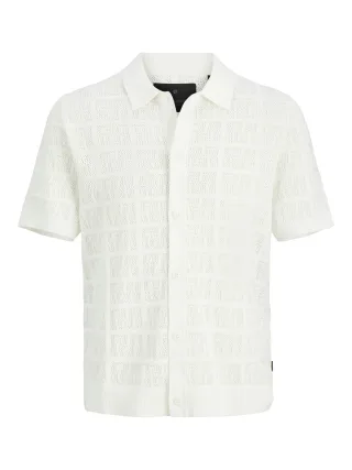 JACK&JONES - JPRBLAPALMER KNIT BUTTON THROUGH POLO SS Cloud Dancer - Gr. - M
