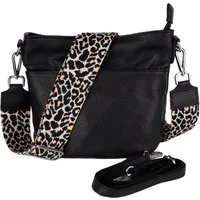 MIRROSI Umhängetasche Damen, Crossbody Bag, Echtleder Made in Italy (1 Tasche 2 Gurte oder Basic Version 1 Tasche 1 Gurt), 24x18x12cm (BXHXT)