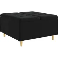 vidaXL Barhocker Aufbewahrungsottomane mit Kissen Schwarz 80 x 80 x 45 cm Samt (1 St)