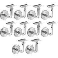 Clanmacy Treppengeländer Handlaufträger 10x Handlaufhalter Edelstahl Handlauf Wandhalter, 6.5 cm Länge, 5.5 cm Höhe, mit 1 Pfosten, 10-tlg.