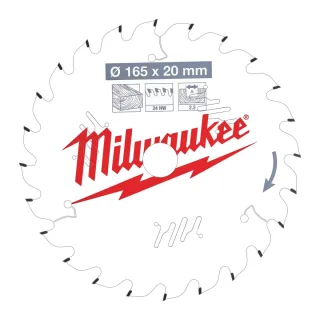 Milwaukee Kreissägeblatt 165/20 mm 24Z Holz - 4932471294