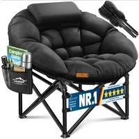 KESSER Campingstuhl XXL faltbar, bis 150 kg, inkl. Kissen, Seitentasche & Cover, Outdoor + Indoor für Camping, Angeln, Festival & Stran