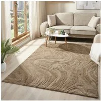 Vimoda Teppich Wellenmuster, modernerer Design, dicht & weich, Rechteckig, Höhe: 11 mm, Uni, Läufer Grau, 3D Effekt, Wohnzimmer, Schlafzimmer