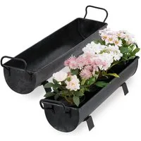 relaxdays Blumenkasten Dachrinne 2er Set, grau
