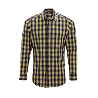 Premier - "Mulligan" Hemd für Herren Langärmlig (Camel/Marineblau)