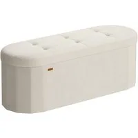 SONGMICS Sitzhocker Sitzbank, für Wohnzimmer, Flur, Schlafzimmer, 110 L, 38 x 110 x 38 cm, mit Stauraum, Aufbewahrungsbox, faltbare, einfacher Aufbau, Samt, weiß