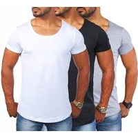 Young & Rich T-Shirt Herren Uni Basic rundhals Ausschnitt vintage Look Unterziehshirt 1702 Rundhalsauschnitt unifarben kurzarm slim fit