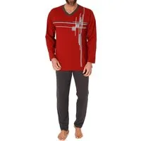 Normann Pyjama Herren Schlafanzug langarm Pyjama mit Frontprint - auch in Übergrößen