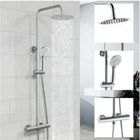 duschspa Duschsystem Regendusche mit Thermostat Edelstahl 8 Zoll Regenduschkopf, 2 Strahlart(en), 3 Strahlarten Handbrause