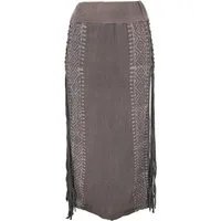 Guru-Shop Minirock Langer Boho Fransenrock, Sommerrock, Lagenrock.. alternative Bekleidung