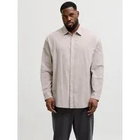 Jack & Jones PlusSize Langarmhemd JJEBREEZE LINEN BLEND SHIRT L/S SN PLS mit auffälliger Knopfleiste