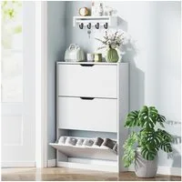 HOMCOM Schuhschrank Schuhregal, Schuhkipper Schmal, 9-12 Paar Schuhe (Schuhkommode für 12 Paar Schuhe, 1-St., für Flur, Eingangsbereich) 80 x 17 x 108 cm, Weiß