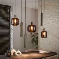 famlights Pendelleuchte Pendelleuchte Fips in Braun E27 7-flammig