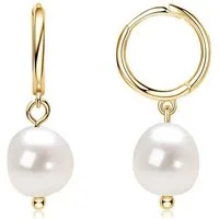 ROUGEMONT Perlenohrringe Damen Perlen Creolen Ohrringe Süßwasserperle 925 Sterling Silber, Hypoallergen