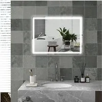 HOMCOM Badspiegel Dimmbar Badezimmerspiege mit Touchschalter (Wandspiegel, 1-St., WC Spiegel), Silber 80 x 60 x 4 cm