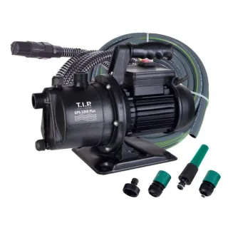 T.I.P. GPS 3200 Plus Gartenpumpe mit Bewässerungsset 30172, 3.200 l/h, 42 m Förderhöhe, inkl. 20 m Schlauch, Saugschlauch