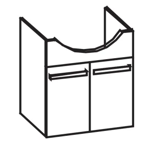Artiqua 413 Waschtischunterschrank für Felino 124165 Oxid Hellgrau quer, 413-WU2T-K29-7183-721 413-WU2T-K29-7183-721