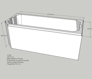 Neuesbad Wannenträger für Bette Profi-Form 160x70 Fußende li SW10040