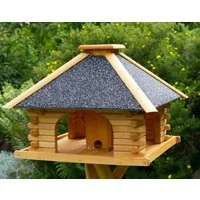 DSH DEKO SHOP HANNUSCH Vogelhaus Futterhaus mit Strukturputzdach, Ständer und Solar wählbar