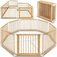 KIDUKU Laufgitter 7,2 Meter Laufstall XXL klappbar inkl. Tür, bestehend aus 8 Elementen (mit doppelter Sicherung für Kinder Krabbelgitter), Absperrgitter individuell formbar