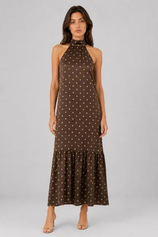Punkte-Halter-Maxikleid