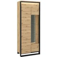 Compleo Vitrine LIMA, Loft Stil Schrank mit Glasregalen, mit Holzeinlegeböden 2-türig Standregal
