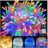 SERBASIC Lichterkette 20-100M LED-Lichterkette mit Stecker, Timer, 8 Modi, 31V DC, für Innen Außen, Garten, Hochzeit, Party, Weihnachtsbaum