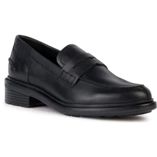 Geox D Walk Pleasure F Leder Damen schwarze Mokassinschuhe