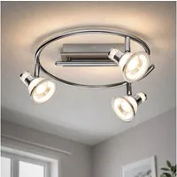 GLOBO LIGHTING LED Deckenleuchte, LED-Leuchtmittel fest verbaut, Warmweiß, Deckenleuchte 3 Flammig Spotrondell schwenkbar Deckenlampe Chrom