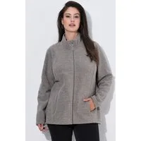 Ulla Popken Sweatjacke Fleecejacke meliert Stehkragen Langarm