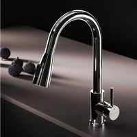 AM.PM Küchenarmatur X-JOY S Wasserhahn Drehbar Spülarmatur Spültischarmatur Küche (Einhebelmischer Misch-Armatur Mischarmatur, Mischbatterie mit ausziehbarer Brause Chrom Silber) ausziehbarer, flexibler und drehbarer Auslauf