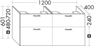 Burgbad Waschtischunterschrank System 30 Preisgruppe 2 Echo 601x1200x400 Eiche Dekor Nachtschwarz SGZW120F7321