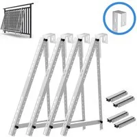 Rhein Beleuchtung Solarmodul-Halterung Einstellbare Solarpanel Halterung 114/118cm mit Balkonhaken, (bis 44 Zoll, Set, 4-tlg., Aus Edelstahl als Solarmodul Halterung für Balkonkraftwerk, Universelles Design, spart Platz am Balkon, steigert Solarertra