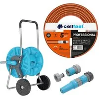 Cellfast Schlauchwagen mit Schlauch 3/4'' 30 m, Set mit geradem Sprühkopf 3/4" IDEAL, All Season, Anti Algae, UV-beständig