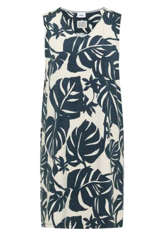 CECIL - Knielanges Jerseykleid mit V-Neckund Print palm breeze green - Gr. - M