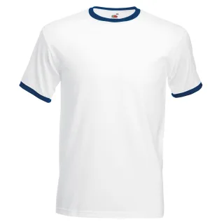 Fruit Of The Loom Herren Ringer T-Shirt (Weiß/Marineblau)
