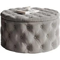 Lookway Hocker CHESTERFIELD runder gesteppter mit Staufach (1x Hocker), Durchmesser: ø70 cm