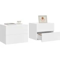 Woltu Nachttisch (2-St), hängend mit Schublade, Wandregal weiß für Schlafzimmer Wohnzimmer