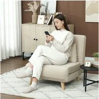 HOMCOM Schlafsofa Schlafsessel, Klappsessel 1 Teile, für Wohnzimmer, Beige