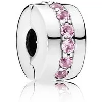 Pandora Bead 791972PCZ Clip Charm Rosafarbene Funkelnde Linie
