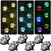 QUBEBU LED Gartenleuchte 3/6x LED Solarleuchte Garten Bodenleuchte Katzenkrallen Gartenstrahler, Solarleuchten Solarlampen für Außen Garten Patio Gehweg, Wetterfest, Weiß/Warmweiß/Bunt Solar Pfoten Gartenleuchte mit Dämmerungssensor, Erdspieß Wegeleu