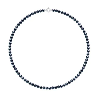 DIADEMA - Halskette - Echte Süßwasserperlen - Schwarzer Tahitian Style - Weißgold