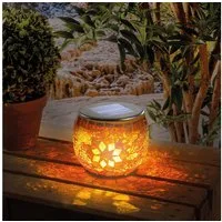 esotec LED Außen-Tischleuchte Solarleuchte Mosaik BRILLIANT DxH=13x11cm 2800K warmweiß 102066