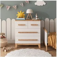 VitaliSpa® Kommode Malia, Weiß/Artisan/Artisan, 80 x 88 cm mit 4 Schubladen (1 St)